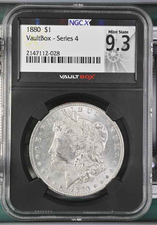 1880 $1 Morgan Silver Dollar NGCX Mint State 9.3 Vaultbox Series 4