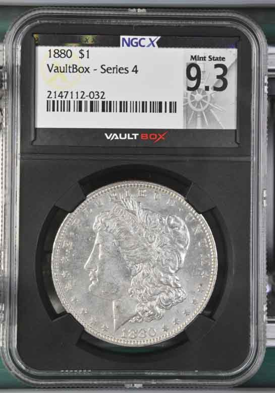 1880 $1 Morgan Silver Dollar NGCX Mint State 9.3 Vaultbox Series 4