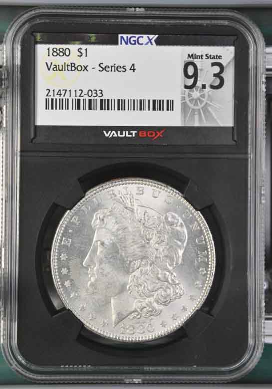 1880 $1 Morgan Silver Dollar NGCX Mint State 9.3 Vaultbox Series 4
