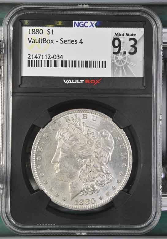 1880 $1 Morgan Silver Dollar NGCX Mint State 9.3 Vaultbox Series 4