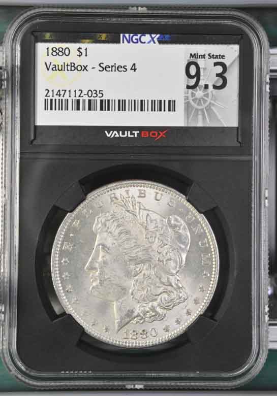 1880 $1 Morgan Silver Dollar NGCX Mint State 9.3 Vaultbox Series 4