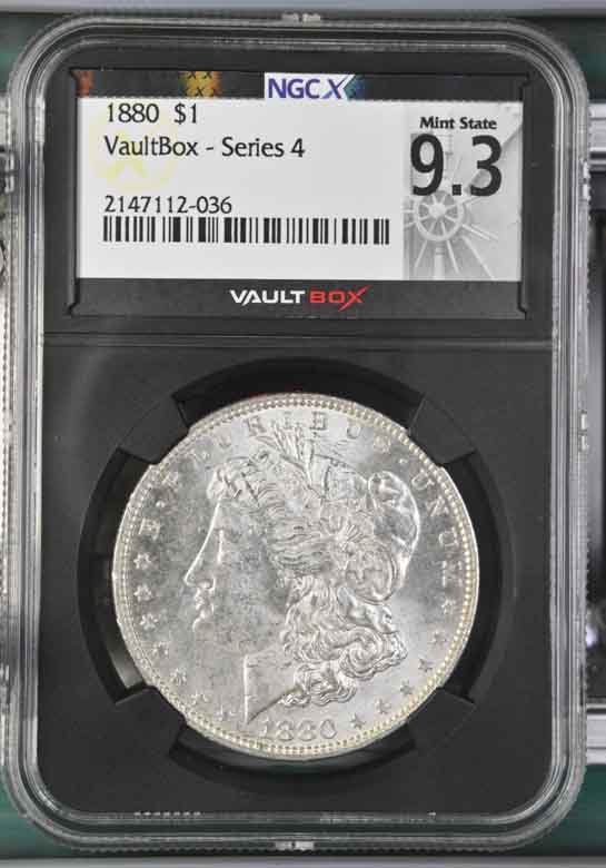 1880 $1 Morgan Silver Dollar NGCX Mint State 9.3 Vaultbox Series 4