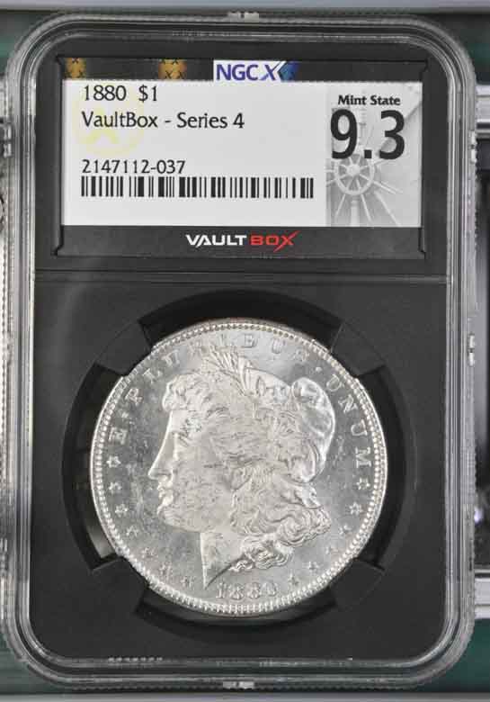 1880 $1 Morgan Silver Dollar NGCX Mint State 9.3 Vaultbox Series 4