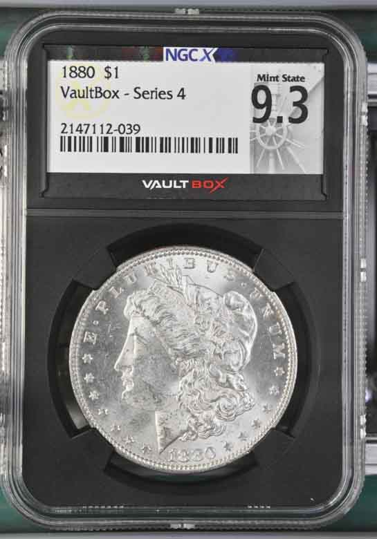 1880 $1 Morgan Silver Dollar NGCX Mint State 9.3 Vaultbox Series 4