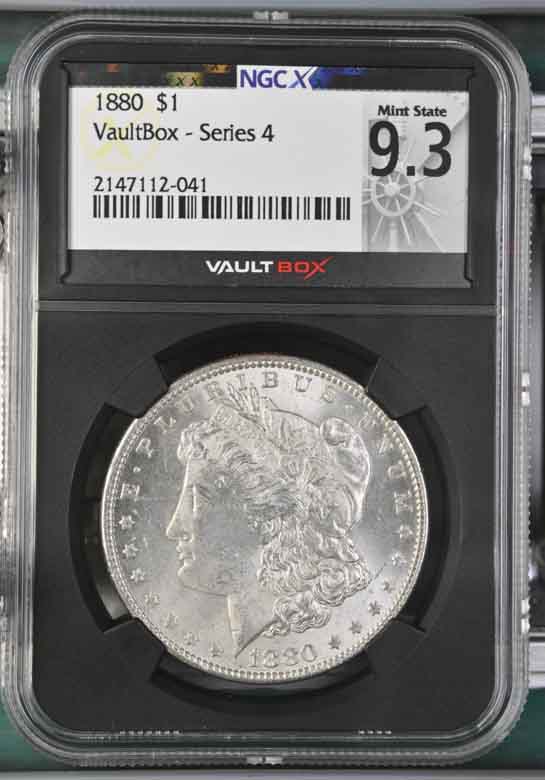 1880 $1 Morgan Silver Dollar NGCX Mint State 9.3 Vaultbox Series 4