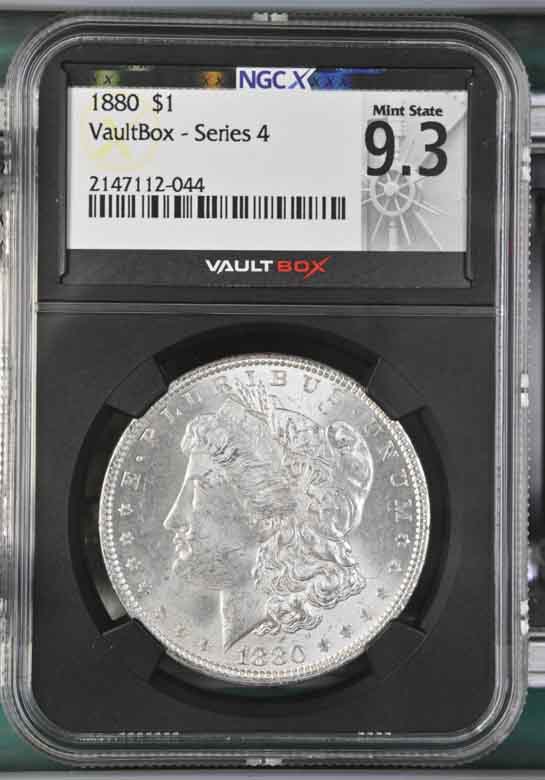 1880 $1 Morgan Silver Dollar NGCX Mint State 9.3 Vaultbox Series 4