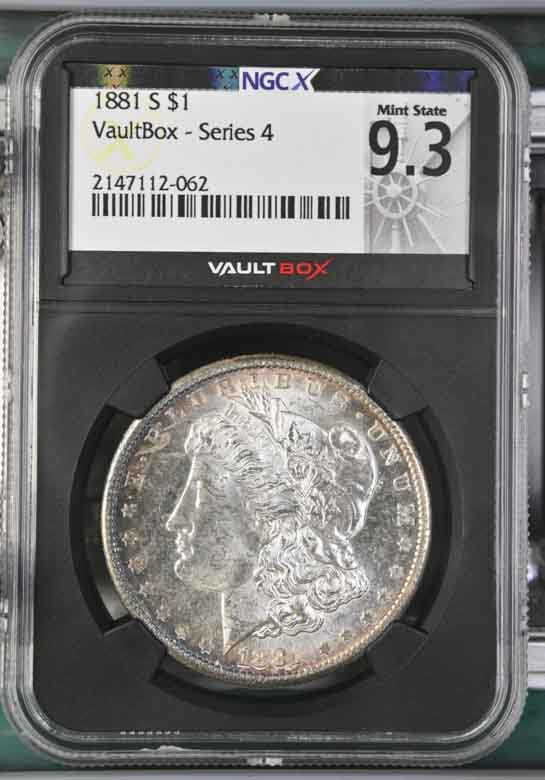 1881-S $1 Morgan Silver Dollar NGCX Mint State 9.3 Vaultbox Series 4