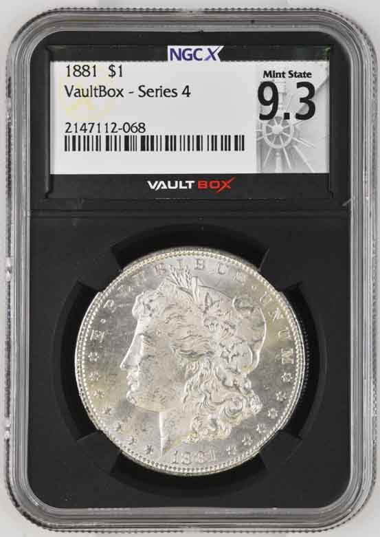 1881 $1 Morgan Silver Dollar NGCX Mint State 9.3 Vaultbox Series 4