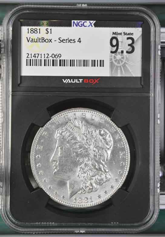 1881 $1 Morgan Silver Dollar NGCX Mint State 9.3 Vaultbox Series 4