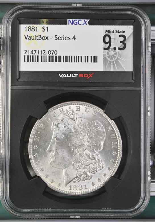 1881 $1 Morgan Silver Dollar NGCX Mint State 9.3 Vaultbox Series 4