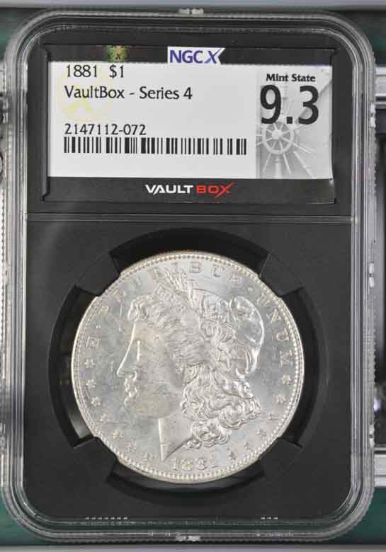 1881 $1 Morgan Silver Dollar NGCX Mint State 9.3 Vaultbox Series 4