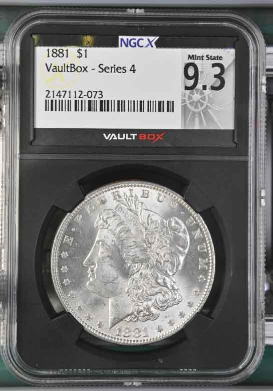 1881 $1 Morgan Silver Dollar NGCX Mint State 9.3 Vaultbox Series 4