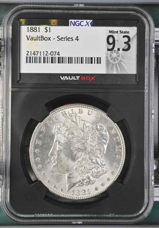 1881 $1 Morgan Silver Dollar NGCX Mint State 9.3 Vaultbox Series 4