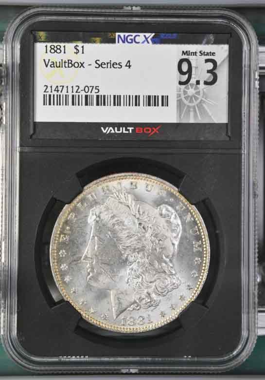 1881 $1 Morgan Silver Dollar NGCX Mint State 9.3 Vaultbox Series 4
