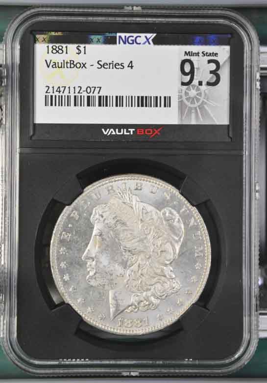 1881 $1 Morgan Silver Dollar NGCX Mint State 9.3 Vaultbox Series 4
