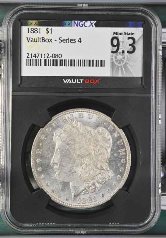 1881 $1 Morgan Silver Dollar NGCX Mint State 9.3 Vaultbox Series 4