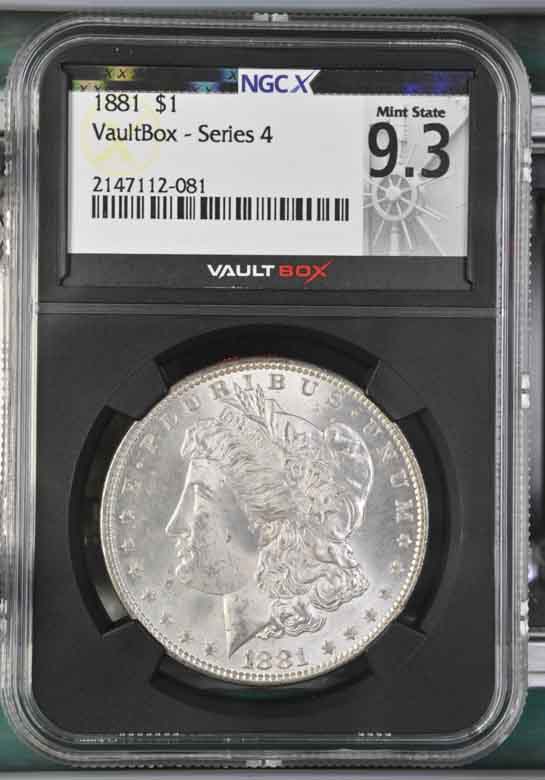 1881 $1 Morgan Silver Dollar NGCX Mint State 9.3 Vaultbox Series 4