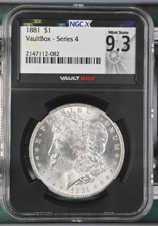 1881 $1 Morgan Silver Dollar NGCX Mint State 9.3 Vaultbox Series 4