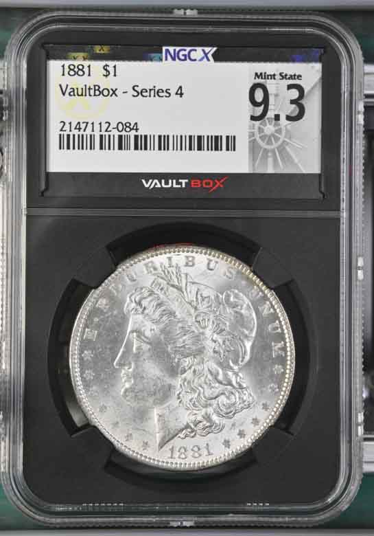 1881 $1 Morgan Silver Dollar NGCX Mint State 9.3 Vaultbox Series 4