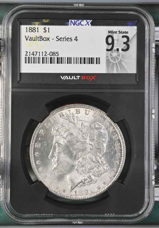 1881 $1 Morgan Silver Dollar NGCX Mint State 9.3 Vaultbox Series 4