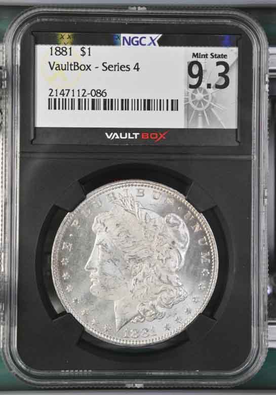 1881 $1 Morgan Silver Dollar NGCX Mint State 9.3 Vaultbox Series 4