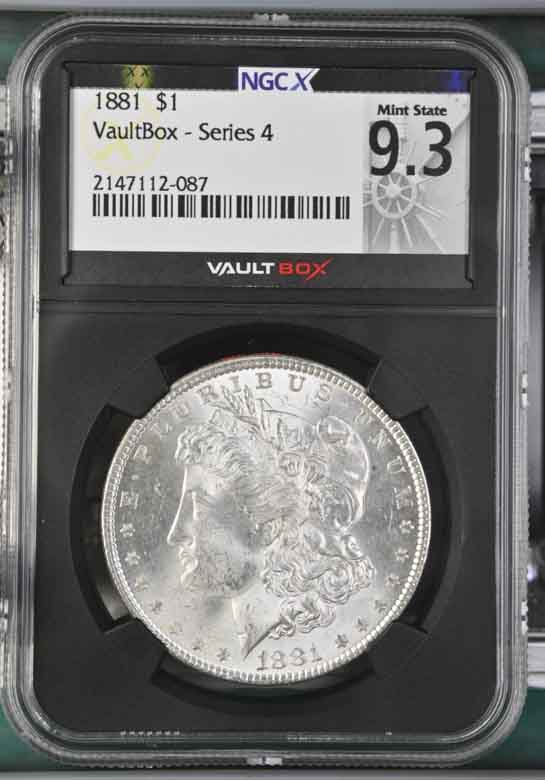 1881 $1 Morgan Silver Dollar NGCX Mint State 9.3 Vaultbox Series 4