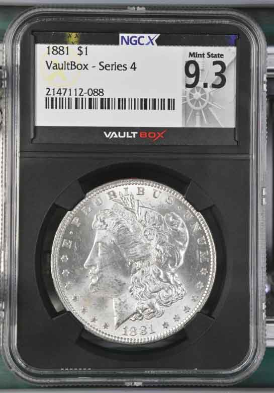 1881 $1 Morgan Silver Dollar NGCX Mint State 9.3 Vaultbox Series 4