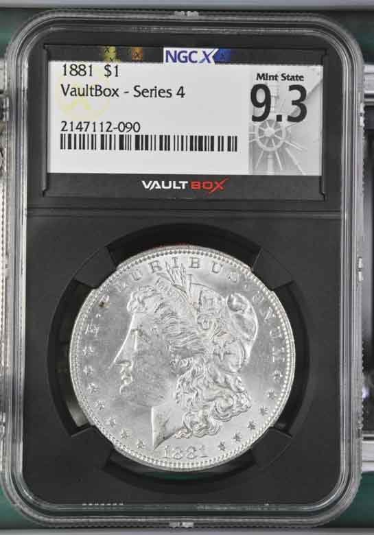 1881 $1 Morgan Silver Dollar NGCX Mint State 9.3 Vaultbox Series 4