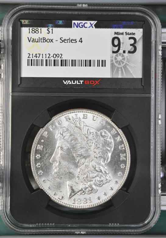 1881 $1 Morgan Silver Dollar NGCX Mint State 9.3 Vaultbox Series 4