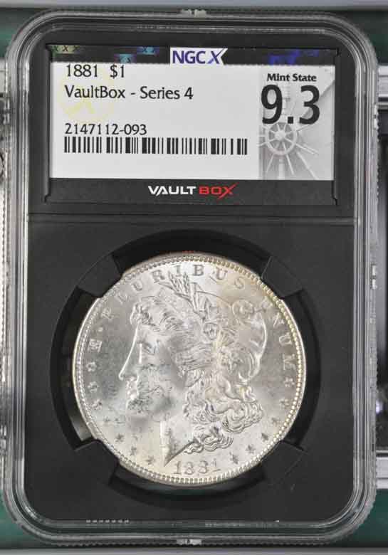 1881 $1 Morgan Silver Dollar NGCX Mint State 9.3 Vaultbox Series 4