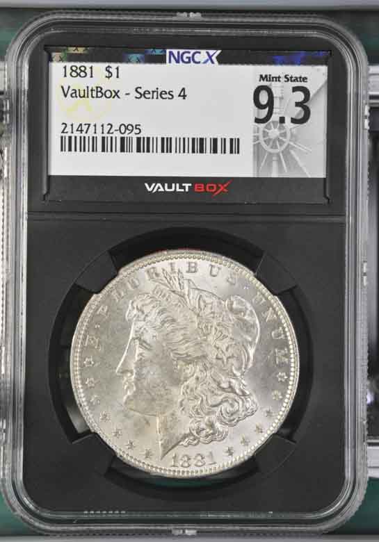 1881 $1 Morgan Silver Dollar NGCX Mint State 9.3 Vaultbox Series 4