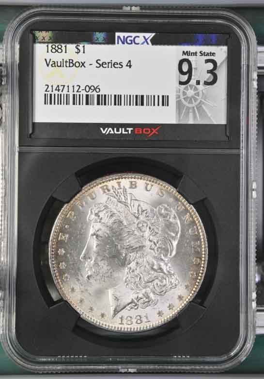 1881 $1 Morgan Silver Dollar NGCX Mint State 9.3 Vaultbox Series 4