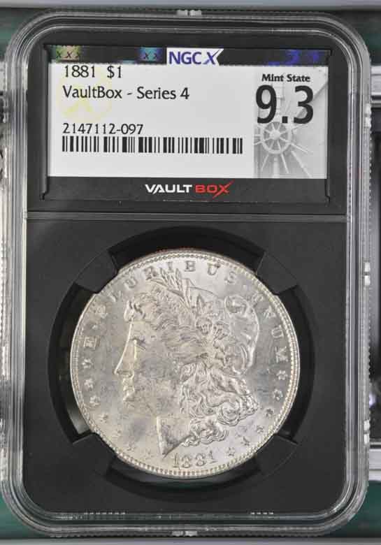 1881 $1 Morgan Silver Dollar NGCX Mint State 9.3 Vaultbox Series 4