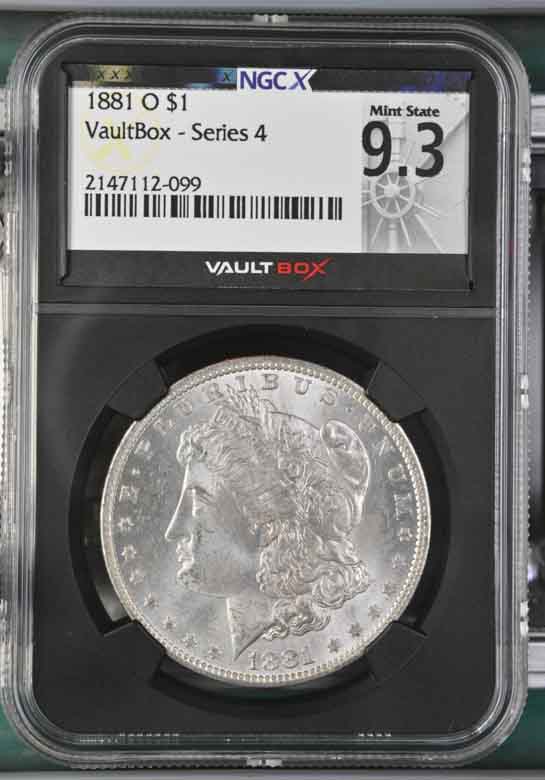 1881-O $1 Morgan Silver Dollar NGCX Mint State 9.3 Vaultbox Series 4
