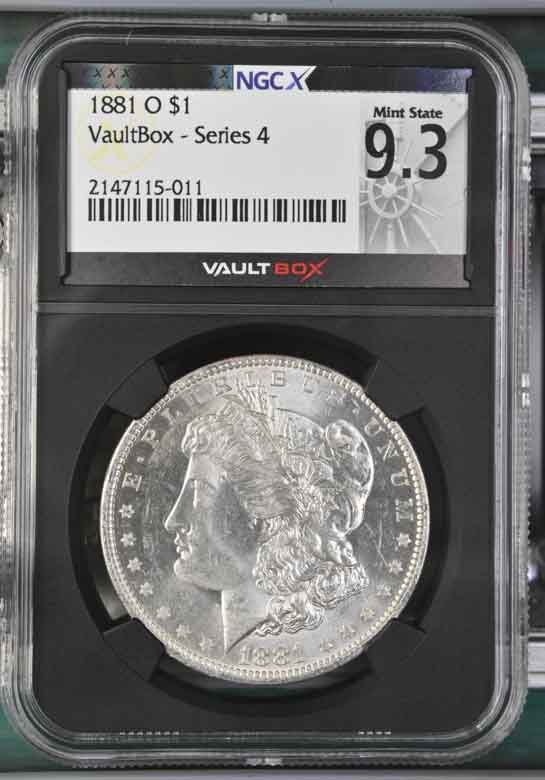 1881-O $1 Morgan Silver Dollar NGCX Mint State 9.3 Vaultbox Series 4
