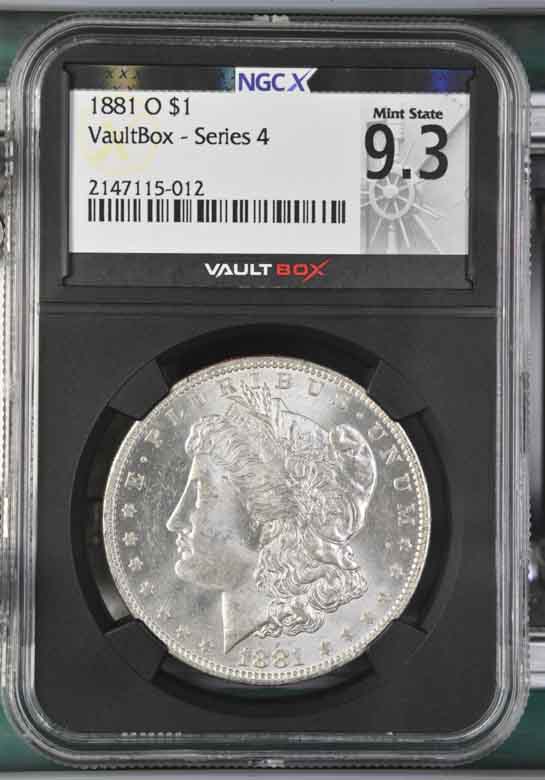 1881-O $1 Morgan Silver Dollar NGCX Mint State 9.3 Vaultbox Series 4