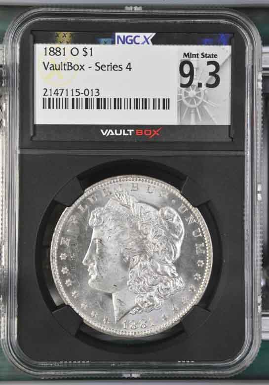 1881-O $1 Morgan Silver Dollar NGCX Mint State 9.3 Vaultbox Series 4