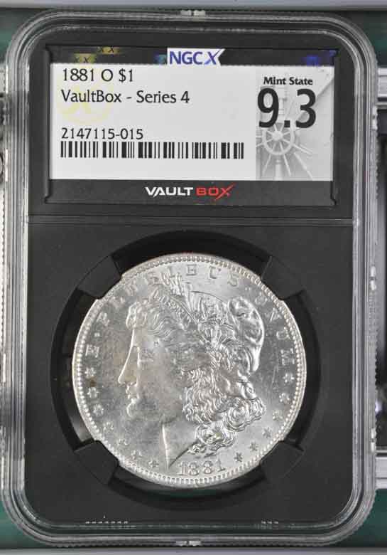 1881-O $1 Morgan Silver Dollar NGCX Mint State 9.3 Vaultbox Series 4