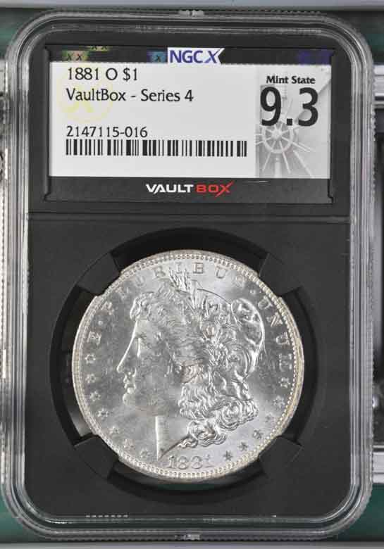 1881-O $1 Morgan Silver Dollar NGCX Mint State 9.3 Vaultbox Series 4