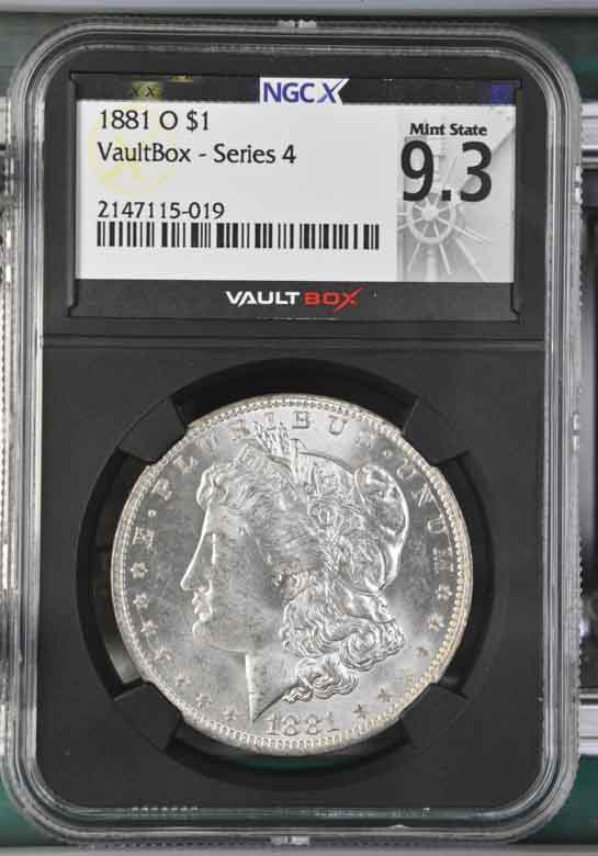 1881-O $1 Morgan Silver Dollar NGCX Mint State 9.3 Vaultbox Series 4