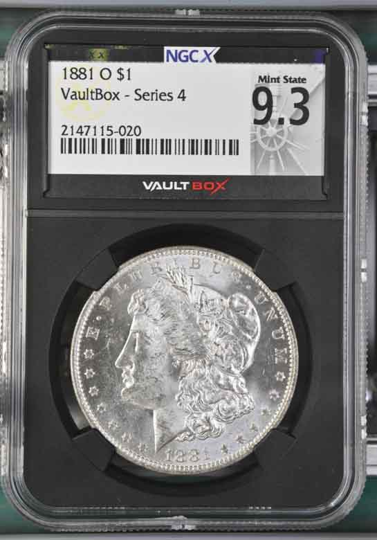 1881-O $1 Morgan Silver Dollar NGCX Mint State 9.3 Vaultbox Series 4