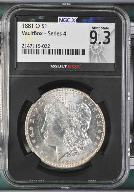 1881-O $1 Morgan Silver Dollar NGCX Mint State 9.3 Vaultbox Series 4