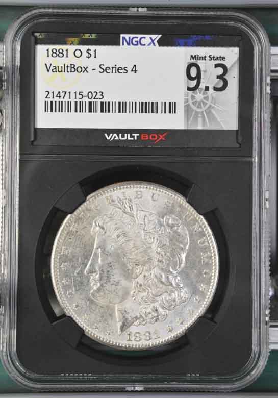 1881-O $1 Morgan Silver Dollar NGCX Mint State 9.3 Vaultbox Series 4