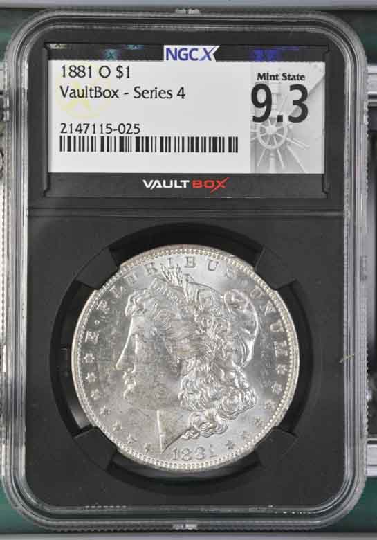 1881-O $1 Morgan Silver Dollar NGCX Mint State 9.3 Vaultbox Series 4