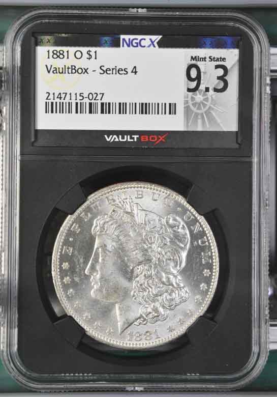 1881-O $1 Morgan Silver Dollar NGCX Mint State 9.3 Vaultbox Series 4