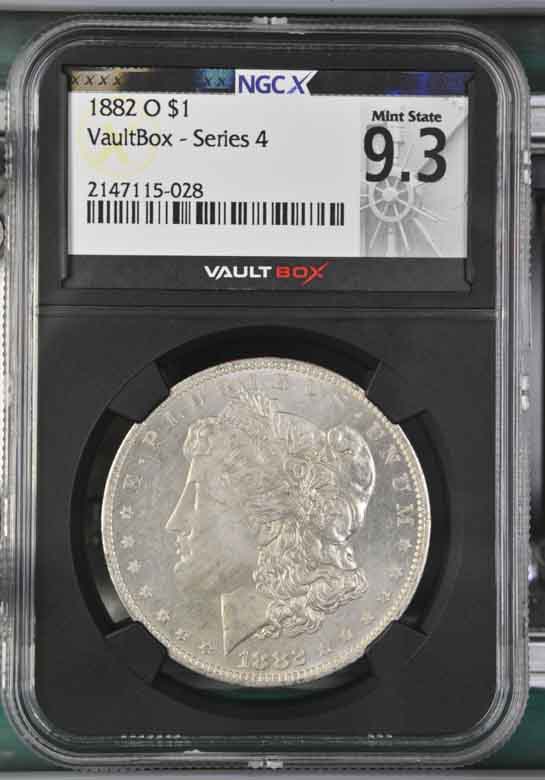 1882-O $1 Morgan Silver Dollar NGCX Mint State 9.3 Vaultbox Series 4