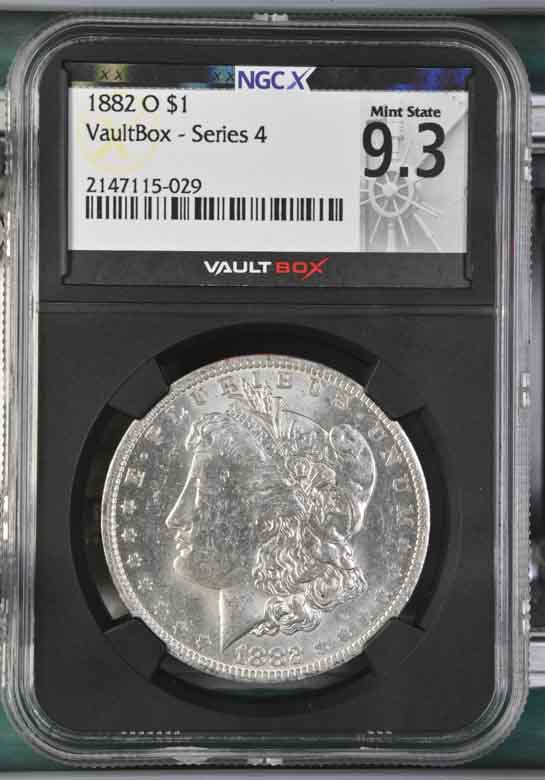 1882-O $1 Morgan Silver Dollar NGCX Mint State 9.3 Vaultbox Series 4