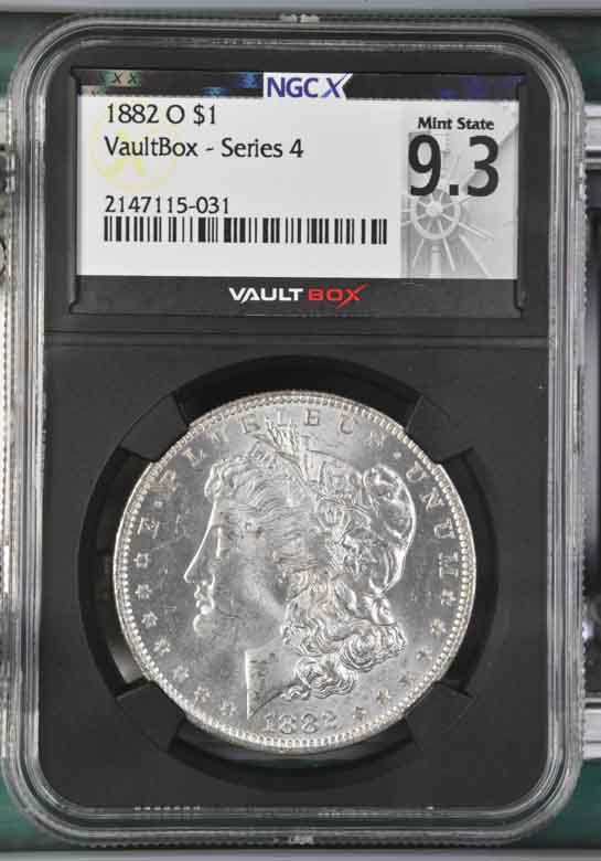 1882-O $1 Morgan Silver Dollar NGCX Mint State 9.3 Vaultbox Series 4