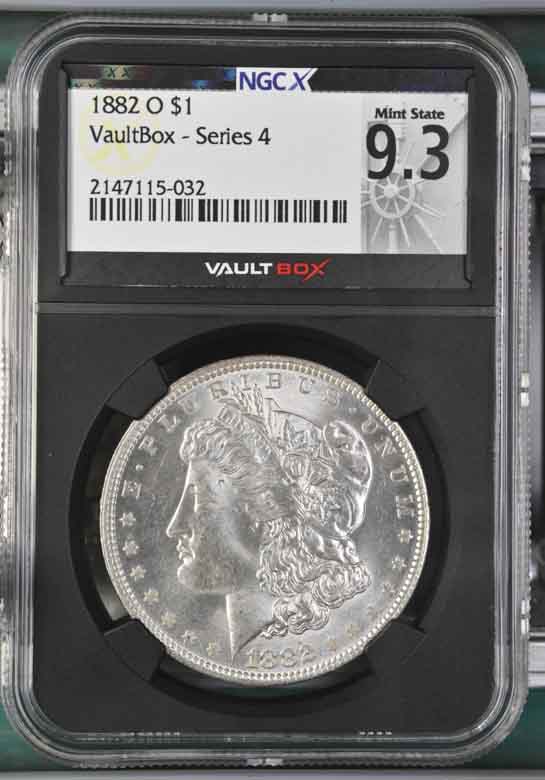 1882-O $1 Morgan Silver Dollar NGCX Mint State 9.3 Vaultbox Series 4