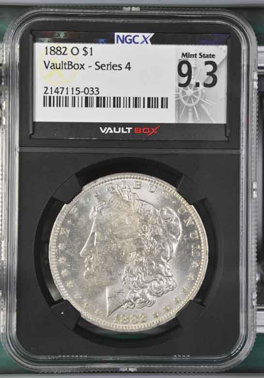 1882-O $1 Morgan Silver Dollar NGCX Mint State 9.3 Vaultbox Series 4